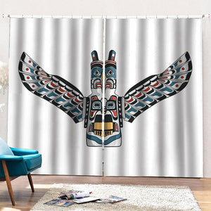 Native American Eagle Totem Print Pencil Pleat Curtains