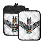 Native American Eagle Totem Print Pot Holders With Pocket