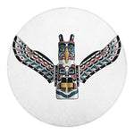 Native American Eagle Totem Print Round Blanket