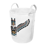 Native American Eagle Totem Print Round Laundry Basket