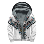 Native American Eagle Totem Print Sherpa Lined Zip Up Hoodie