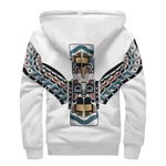 Native American Eagle Totem Print Sherpa Lined Zip Up Hoodie