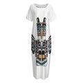 Native American Eagle Totem Print Short Sleeve Long Nightdress