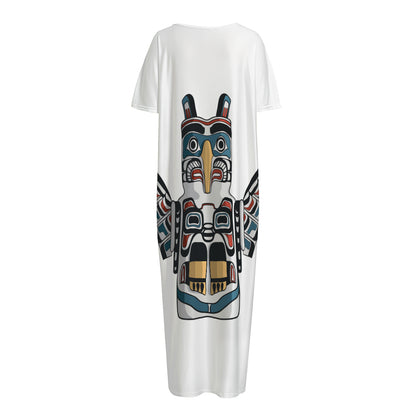 Native American Eagle Totem Print Short Sleeve Long Nightdress