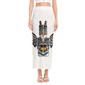 Native American Eagle Totem Print Side Slit Maxi Skirt