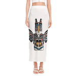 Native American Eagle Totem Print Side Slit Maxi Skirt
