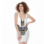Native American Eagle Totem Print Sleeveless Bodycon Dress