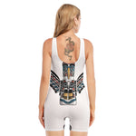 Native American Eagle Totem Print Sleeveless One Piece Swimsuit