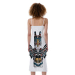 Native American Eagle Totem Print Slim Fit Midi Cami Dress
