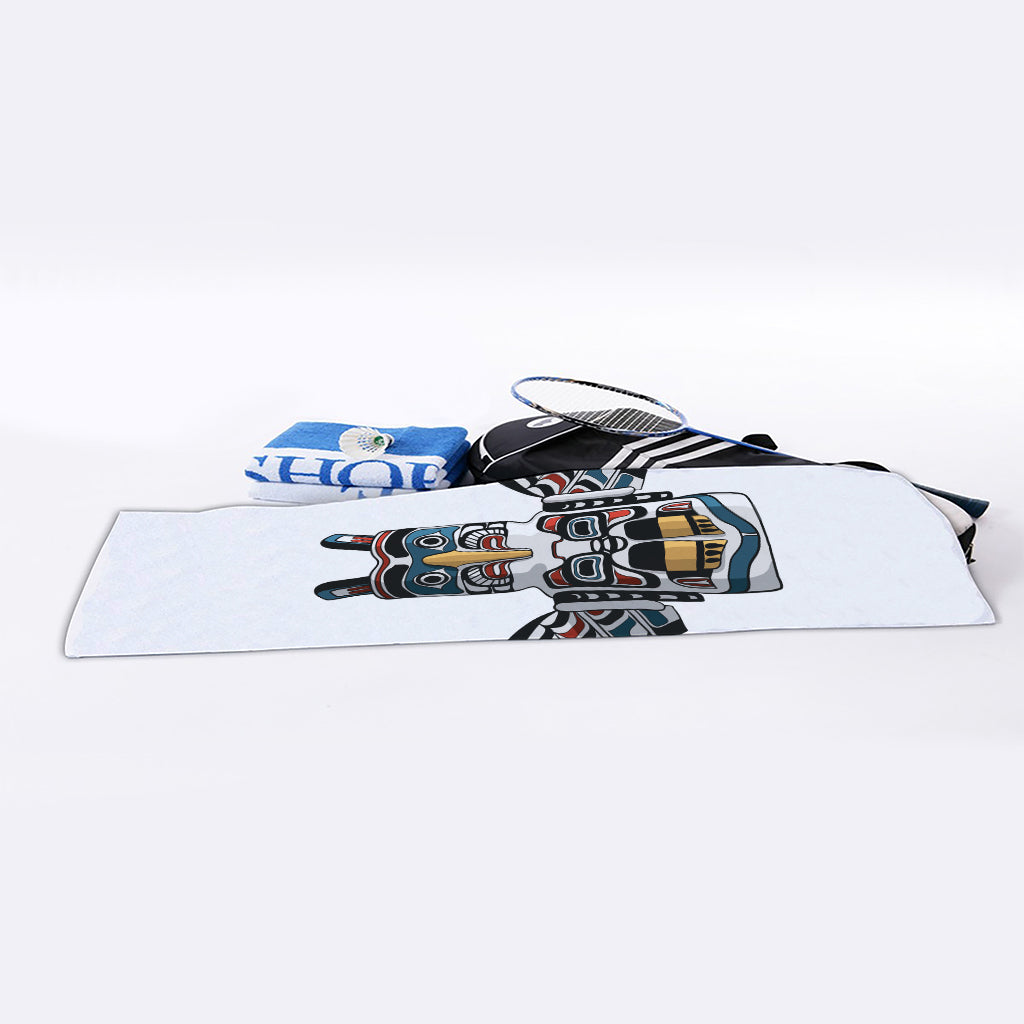 Native American Eagle Totem Print Sports Towel