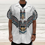 Native American Eagle Totem Print Textured Short Sleeve Shirt