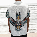 Native American Eagle Totem Print Textured Short Sleeve Shirt