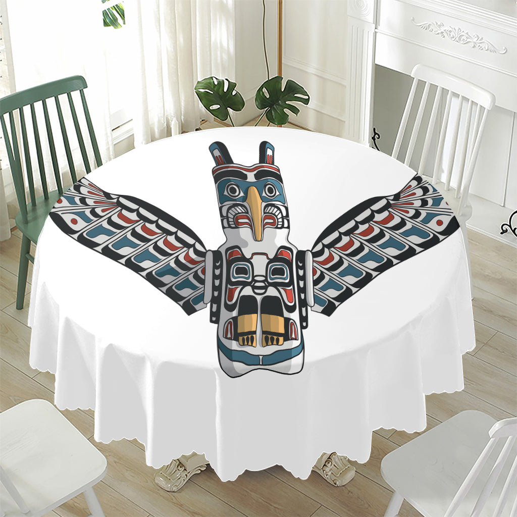 Native American Eagle Totem Print Waterproof Round Tablecloth