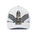 Native American Eagle Totem Print White Mesh Trucker Hat