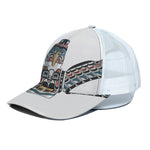 Native American Eagle Totem Print White Mesh Trucker Cap