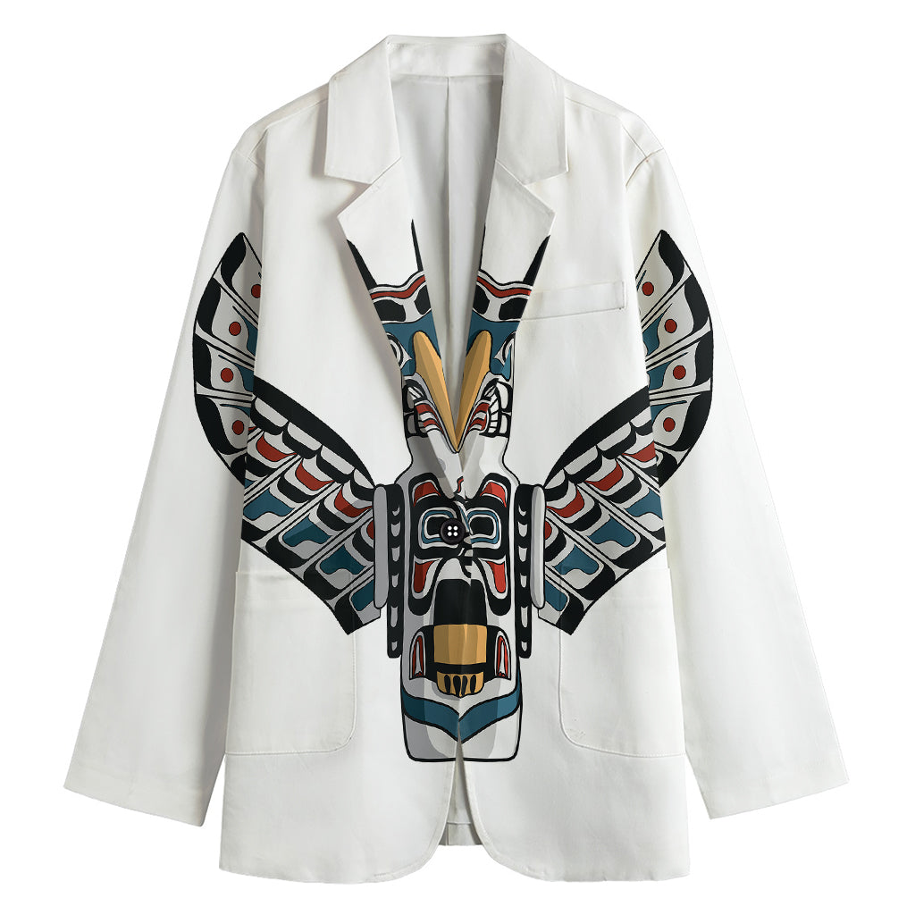 Native American Eagle Totem Print Women's Cotton Blazer