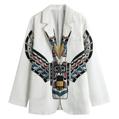 Native American Eagle Totem Print Women's Cotton Blazer