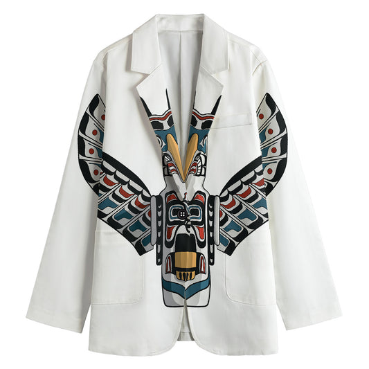 Native American Eagle Totem Print Women's Cotton Blazer