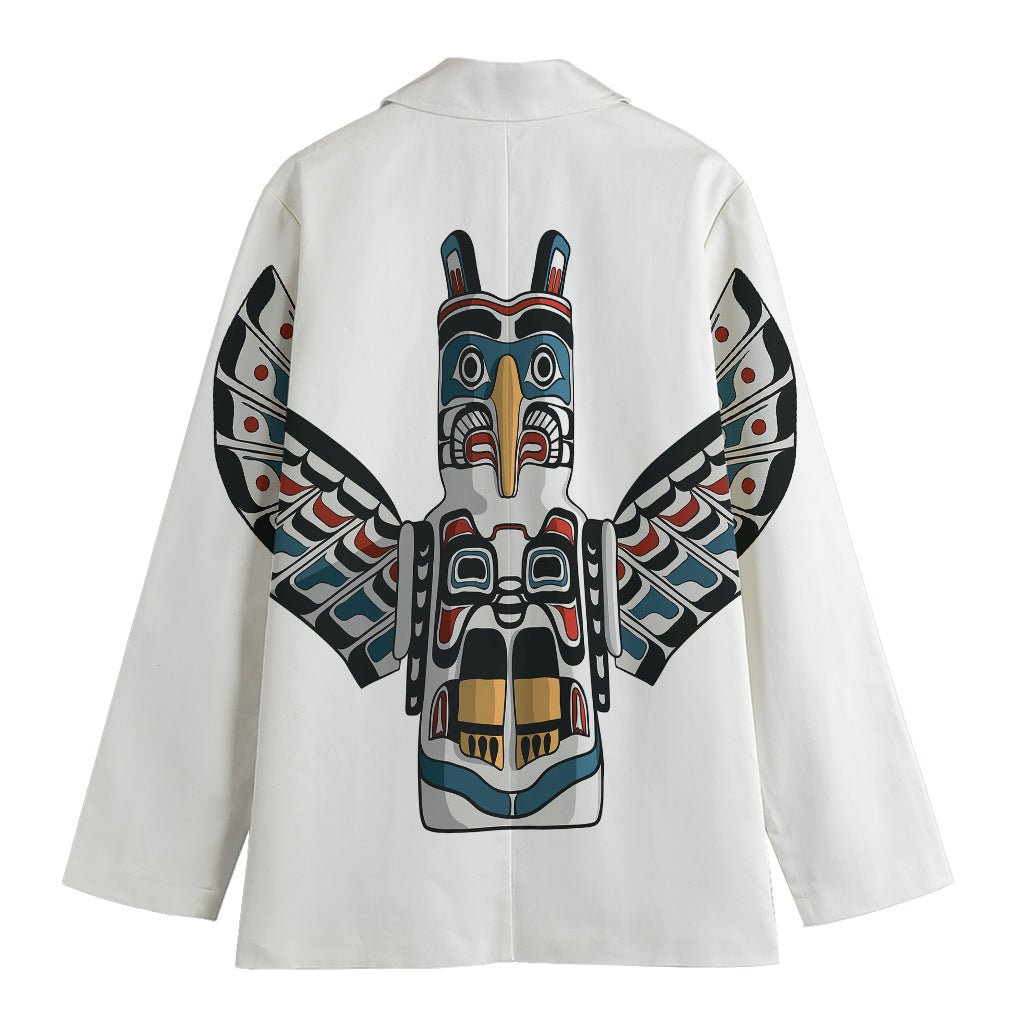 Native American Eagle Totem Print Women's Cotton Blazer