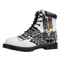 Native American Eagle Totem Print Padded Collar Lace Up Boots