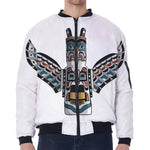 Native American Eagle Totem Print Zip Sleeve Bomber Jacket