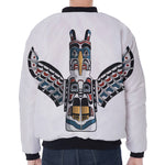Native American Eagle Totem Print Zip Sleeve Bomber Jacket