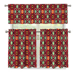 Native American Geometric Pattern Print 3 Piece Kitchen Curtains