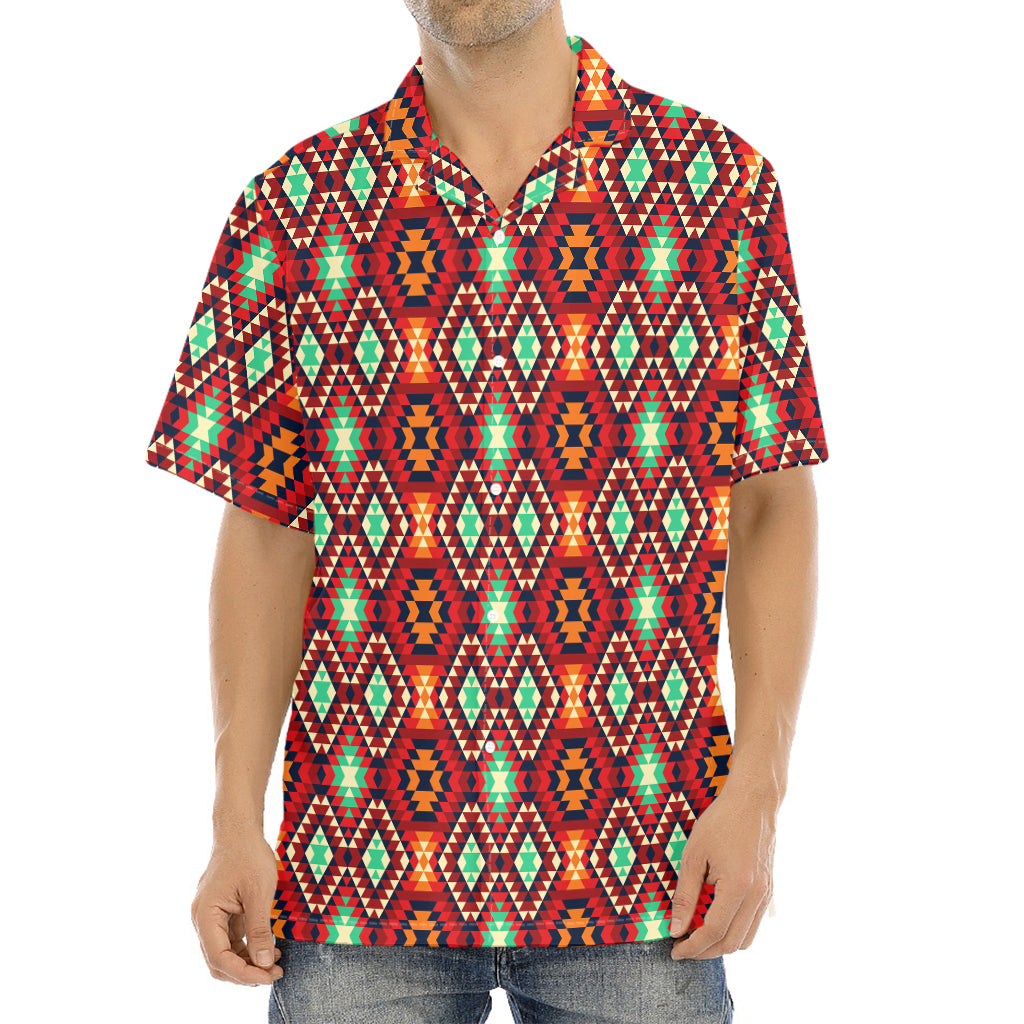 Native American Geometric Pattern Print Aloha Shirt