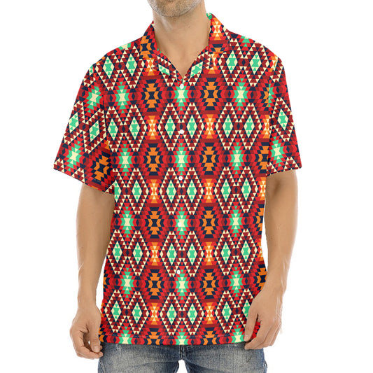 Native American Geometric Pattern Print Aloha Shirt