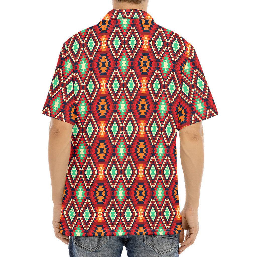 Native American Geometric Pattern Print Aloha Shirt