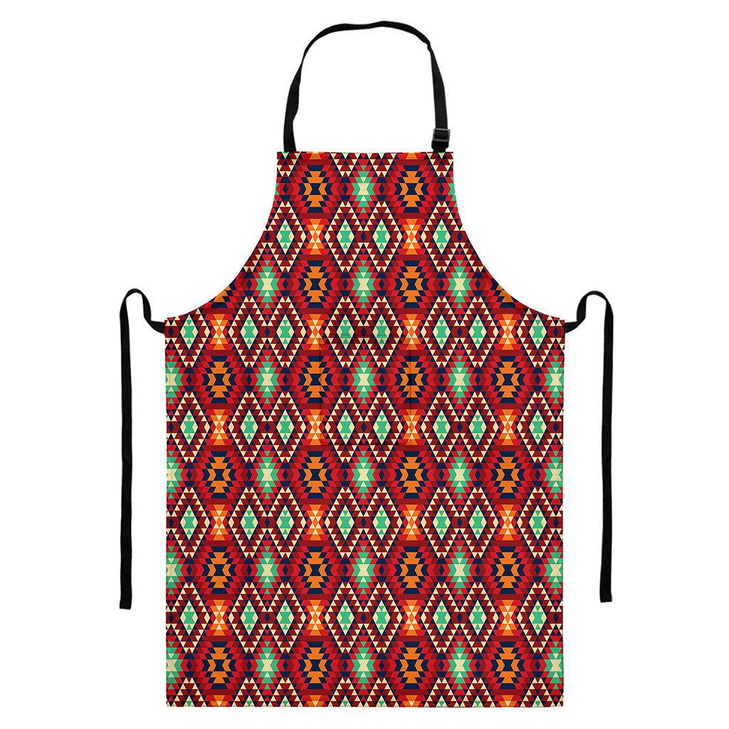 Native American Geometric Pattern Print Bib Apron With Pocket