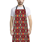 Native American Geometric Pattern Print Bib Apron With Pocket