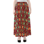 Native American Geometric Pattern Print Chiffon Maxi Skirt