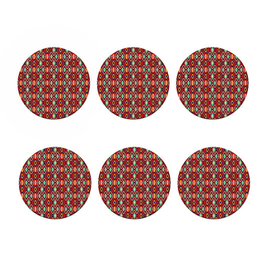 Native American Geometric Pattern Print Coaster Set