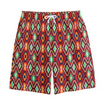 Native American Geometric Pattern Print Cotton Shorts