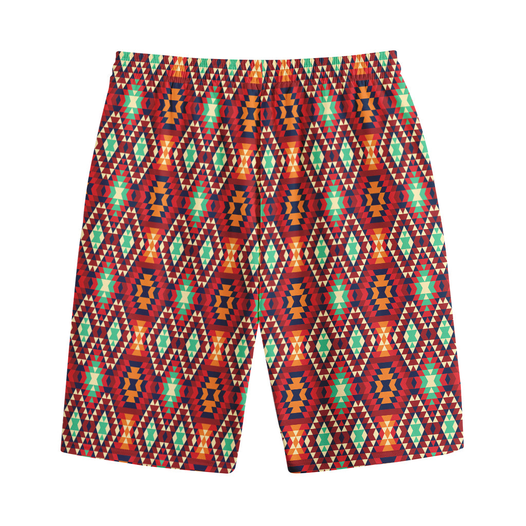 Native American Geometric Pattern Print Cotton Shorts