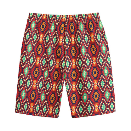 Native American Geometric Pattern Print Cotton Shorts