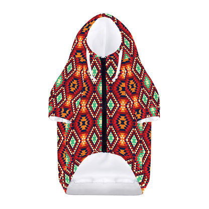 Native American Geometric Pattern Print Dog Zip Up Hoodie
