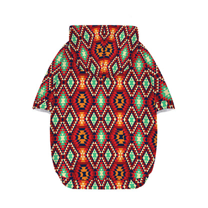 Native American Geometric Pattern Print Dog Zip Up Hoodie