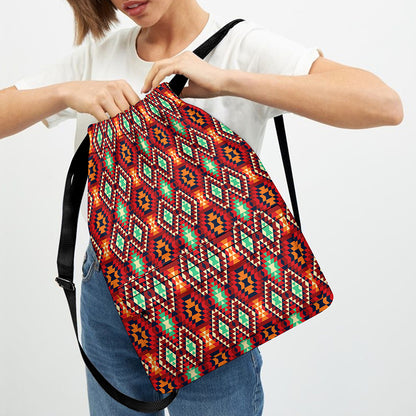 Native American Geometric Pattern Print Drawstring Backpack