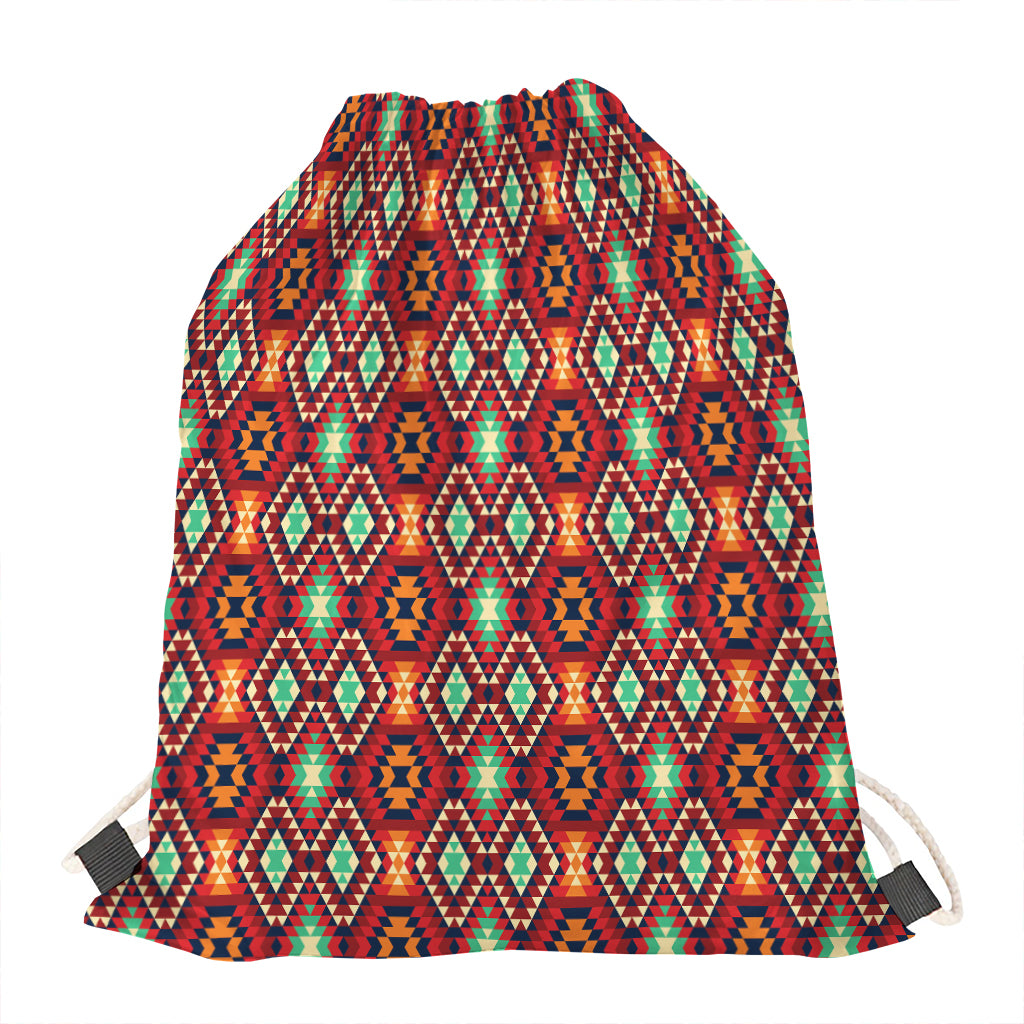 Native American Geometric Pattern Print Drawstring Bag