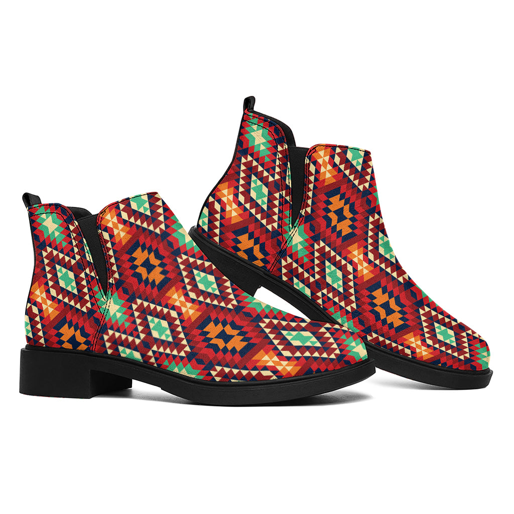 Native American Geometric Pattern Print Flat Ankle Boots