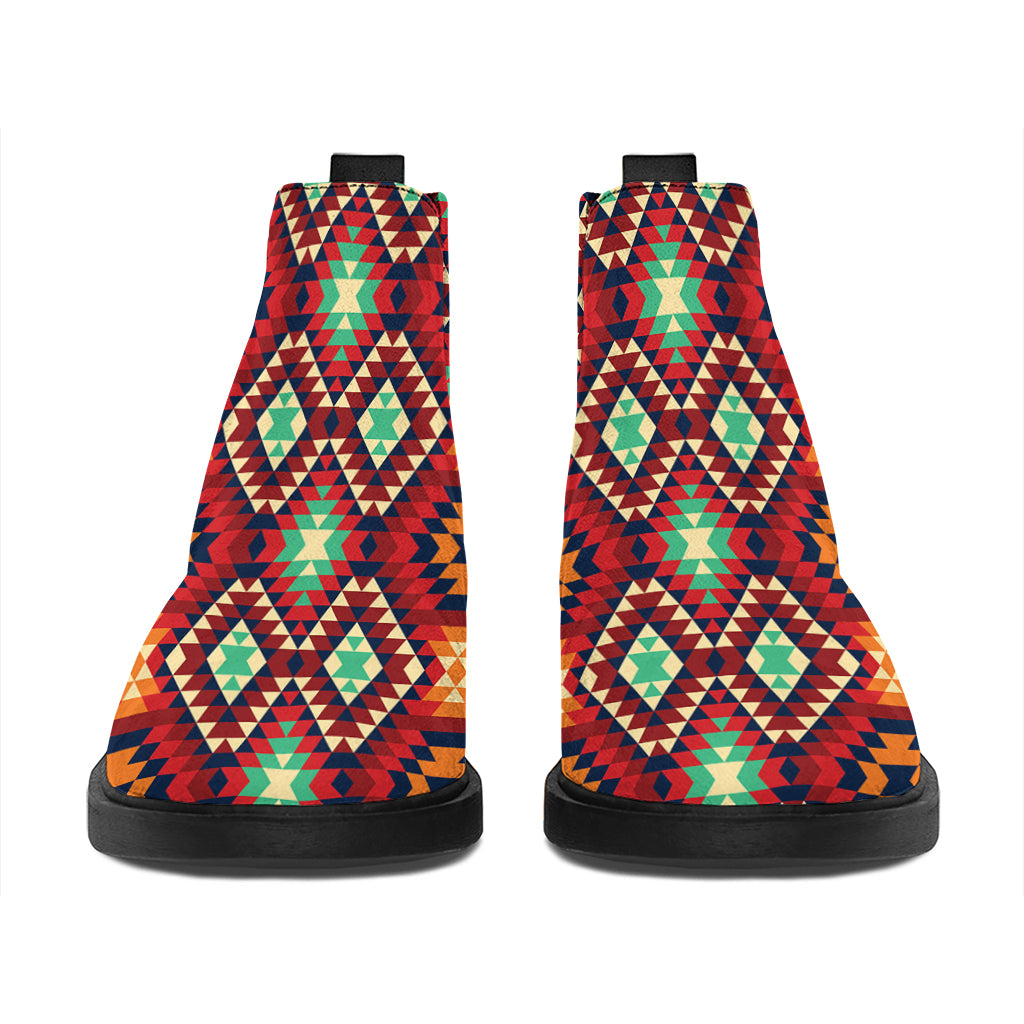 Native American Geometric Pattern Print Flat Ankle Boots