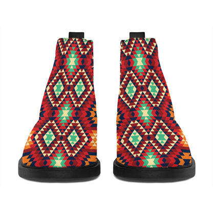Native American Geometric Pattern Print Flat Ankle Boots
