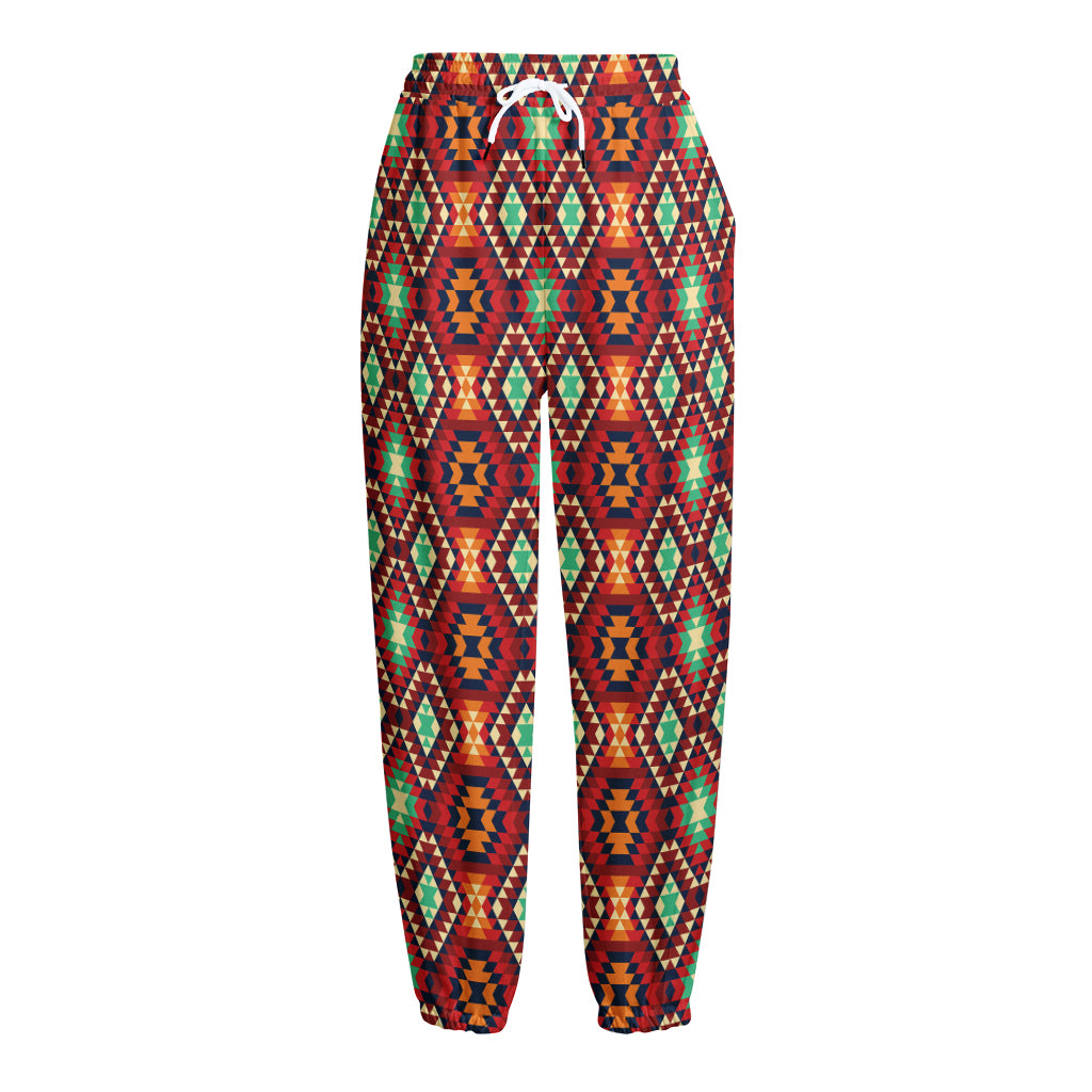 Native American Geometric Pattern Print Fleece Lined Knit Pants