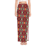 Native American Geometric Pattern Print High Slit Maxi Skirt