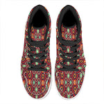 Native American Geometric Pattern Print High Top Leather Sneakers