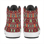 Native American Geometric Pattern Print High Top Leather Sneakers