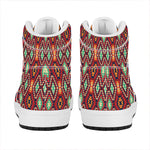 Native American Geometric Pattern Print High Top Leather Sneakers