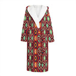Native American Geometric Pattern Print Hooded Bathrobe